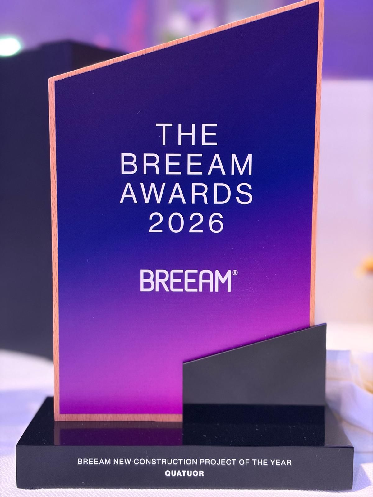 Quatuor named “New Construction Project of the Year” at the BREEAM Awards 2026